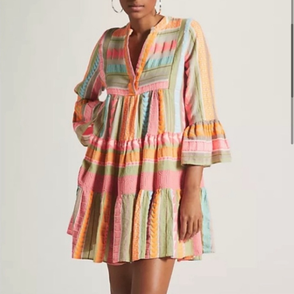 Devotion TWINS Ella Mini-Dress with Flute Sleeves and Frilled Trim Size